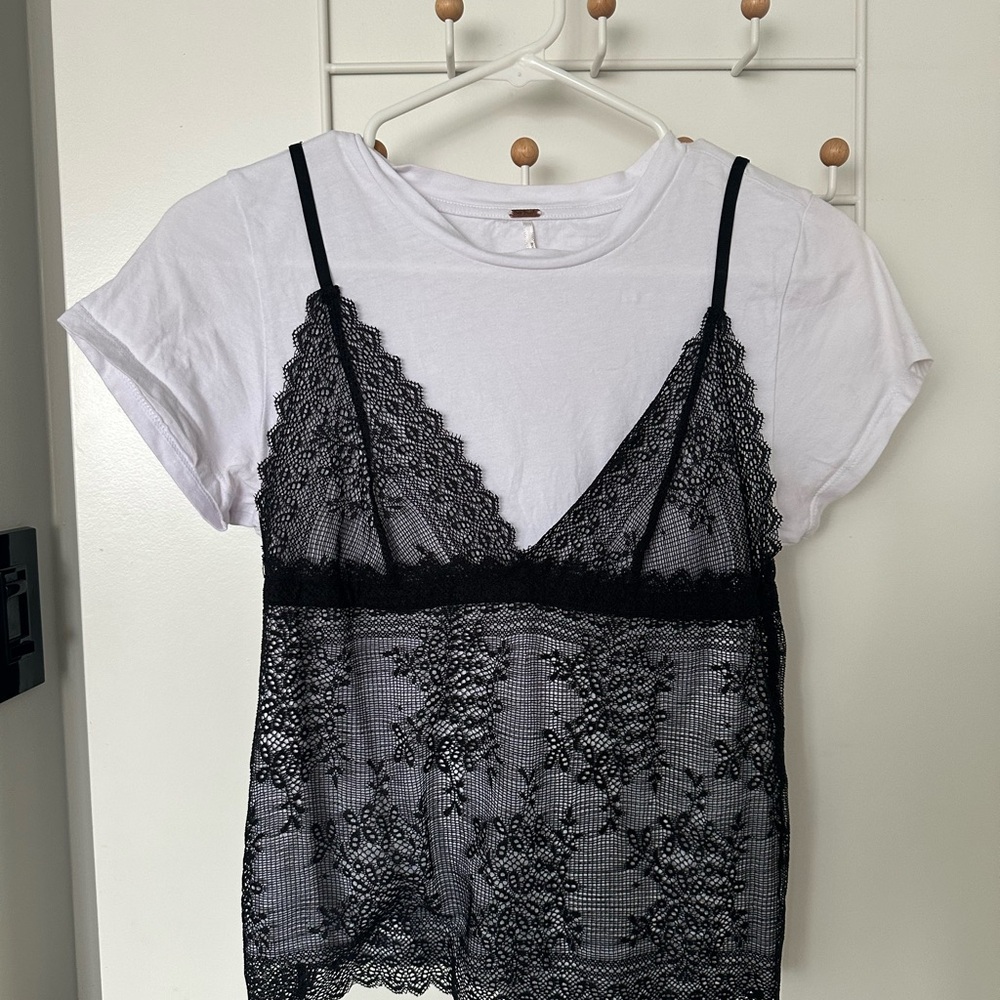 Chic Black Lace Overlay Top